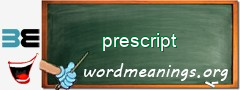 WordMeaning blackboard for prescript